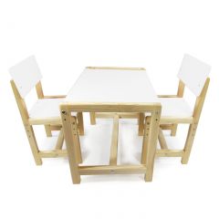 Детский растущий комплект стол и два стула  Я САМ "Лофт" (Белый, Сосна) в Лесном - lesnoy.mebel24.online | фото