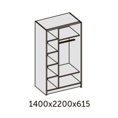 ИННЭС-5 Шкаф-купе 2-х дв. 1400 (1дв. Ф1 - бодега белая, 1дв. Ф2 - зеркало) в Лесном - lesnoy.mebel24.online | фото 2