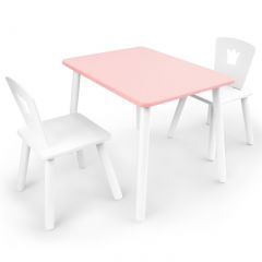 Комплект детской мебели стол и два стула Корона  (Розовый/Белый/Белый) в Лесном - lesnoy.mebel24.online | фото 1