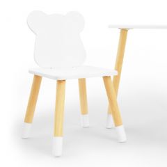 Комплект детской мебели стол и два стула Мишутка (Белый/Белый/Береза) в Лесном - lesnoy.mebel24.online | фото