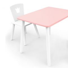 Комплект детской мебели стол и стул Корона (Розовый/Белый/Белый) в Лесном - lesnoy.mebel24.online | фото 1