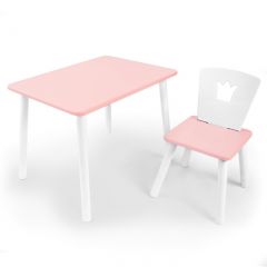 Комплект детской мебели стол и стул Корона (Розовый/Розовый/Белый) в Лесном - lesnoy.mebel24.online | фото