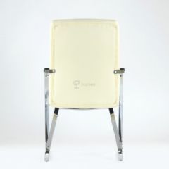Кресло Barneo K-25 для посетителей и переговорных (хром, бежевая экокожа) в Лесном - lesnoy.mebel24.online | фото 3