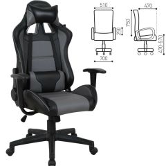 Кресло компьютерное BRABIX "GT Racer GM-100" (черное/серое) 531926 в Лесном - lesnoy.mebel24.online | фото 2