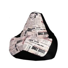Кресло-мешок XL Газета-Black в Лесном - lesnoy.mebel24.online | фото