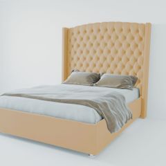 Кровать Берлин ЛЮКС с ПМ 1600 (экокожа бежевая) в Лесном - lesnoy.mebel24.online | фото