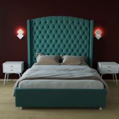 Кровать Берлин ЛЮКС с ПМ 2000 (велюр бирюзовый) в Лесном - lesnoy.mebel24.online | фото 2