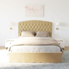 Кровать Берлин с ПМ 1200 (экокожа бежевая) в Лесном - lesnoy.mebel24.online | фото 2