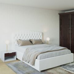Кровать Берлин с ПМ 1600 (экокожа белая) в Лесном - lesnoy.mebel24.online | фото 2