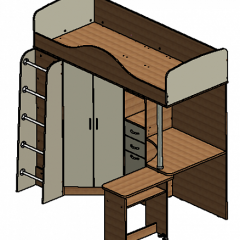 Кровать-чердак "Теремок-1" Дуб молочный/Розовый в Лесном - lesnoy.mebel24.online | фото 3