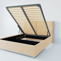 Кровать Корсика с ПМ 1400 (экокожа бежевая) в Лесном - lesnoy.mebel24.online | фото