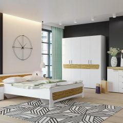 Кровать Милана 1600 + основание (Белый/Сосна Гранд) в Лесном - lesnoy.mebel24.online | фото 5