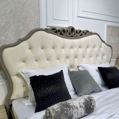 Кровать Мокко 1600 с мягким изголовьем + основание (серый камень) в Лесном - lesnoy.mebel24.online | фото 2