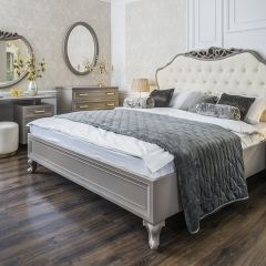 Кровать Мокко 1600 с мягким изголовьем + основание (серый камень) в Лесном - lesnoy.mebel24.online | фото