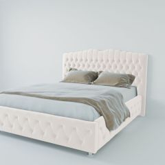 Кровать Нягань с ПМ 800 (экокожа белая) в Лесном - lesnoy.mebel24.online | фото 2