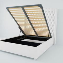 Кровать Берлин ЛЮКС с ПМ 1200 (экокожа белая) в Лесном - lesnoy.mebel24.online | фото