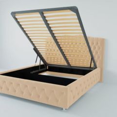 Кровать Нягань с ПМ 900 (экокожа бежевая) в Лесном - lesnoy.mebel24.online | фото 2