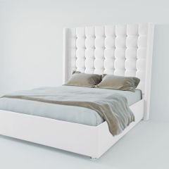 Кровать Венеция ЛЮКС с ПМ 1200 (экокожа белая) в Лесном - lesnoy.mebel24.online | фото 2
