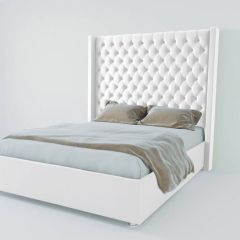 Кровать Версаль ЛЮКС с ПМ 2000 (экокожа белая) в Лесном - lesnoy.mebel24.online | фото