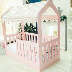Кровать-домик без ящика 800*1600 (Розовый) в Лесном - lesnoy.mebel24.online | фото