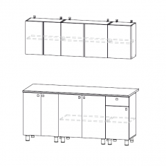 Кухонный гарнитур КГ-1 (Белый/Дуб Золотой/Чёрный) 1800 в Лесном - lesnoy.mebel24.online | фото 2