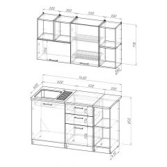 Кухонный гарнитур Ольга медиум 3 1400 мм в Лесном - lesnoy.mebel24.online | фото 2