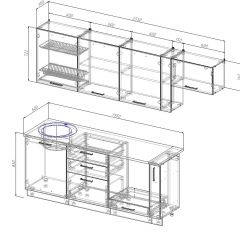 Кухонный гарнитур Вегас 2550 (Стол. 26мм) в Лесном - lesnoy.mebel24.online | фото 2