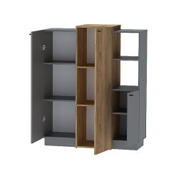 Квадро К-3 Комод 2дв (ЛДСП Графит/дуб крафт золотой) в Лесном - lesnoy.mebel24.online | фото 2