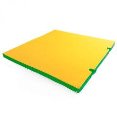 Мат гимнастический 1х1х0,05м с вырезом под стойки цв. зеленый-желтый в Лесном - lesnoy.mebel24.online | фото 1