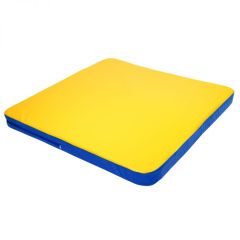 Мат гимнастический 1,36х1,36х0,08м складной закругленные углы цв. синий-желтый (для ДСК Игрунок) в Лесном - lesnoy.mebel24.online | фото