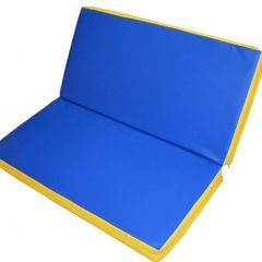 Мат гимнастический 1х1х0,08м складной цв. синий-желтый в Лесном - lesnoy.mebel24.online | фото