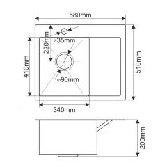 Мойка HD5851L MELANA ProfLine 3,0/200 САТИН врезная прямоугольная с коландером HD5851L в Лесном - lesnoy.mebel24.online | фото 2