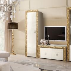 Пенал 1-но дверный Тиффани Premium слоновая кость/золото (ТФП-1(П) в Лесном - lesnoy.mebel24.online | фото 2