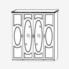 Прованс-2 Шкаф 4-х дверный с 2 зеркалами (Итальянский орех/Груша с платиной черной) в Лесном - lesnoy.mebel24.online | фото