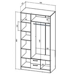 КОСТА-РИКА Шкаф 3-х створчатый (шимо светлый/шимо темный) в Лесном - lesnoy.mebel24.online | фото 2