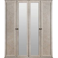 Шкаф 4-х створчатый (1+2+1) с зеркалом Афина (крем корень) в Лесном - lesnoy.mebel24.online | фото