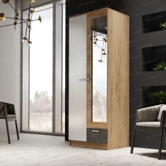 Шкаф Адель 800 с полками (дуб вотан/белый глянец) в Лесном - lesnoy.mebel24.online | фото