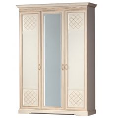 Шкаф для одежды 3-дверный №800 Парма кремовый белый в Лесном - lesnoy.mebel24.online | фото