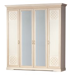 Шкаф для одежды 4-дверный №814 Парма кремовый белый в Лесном - lesnoy.mebel24.online | фото