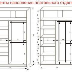Шкаф-купе 1400 серии SOFT D8+D2+B2+PL4 (2 ящика+F обр.штанга) профиль «Графит» в Лесном - lesnoy.mebel24.online | фото 7