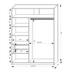 Шкаф-купе 1500 серии NEW CLASSIC K3+K3+B2+PL1 (2 ящика+1 штанга) профиль «Капучино» в Лесном - lesnoy.mebel24.online | фото 3