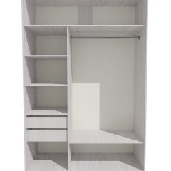 Шкаф-купе 1500 серии SILVER S1+S1+B2+PL2 (2 ящика+1 штанга+1 полка) профиль «Серебро» в Лесном - lesnoy.mebel24.online | фото 2
