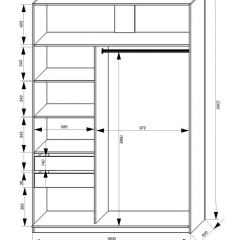Шкаф-купе 1600 серии SOFT D1+D3+B2+PL1 (2 ящика+1штанга) профиль «Графит» в Лесном - lesnoy.mebel24.online | фото 4