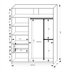 Шкаф-купе 1700 серии NEW CLASSIC K4+K4+B2+PL4 (2 ящика+F обр. штанга) профиль «Капучино» в Лесном - lesnoy.mebel24.online | фото 3