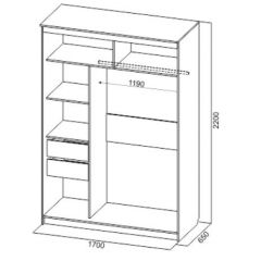 Шкаф-купе №19 Серия 3 Инфинити с зеркалами (1700) Ясень Анкор светлый в Лесном - lesnoy.mebel24.online | фото 6