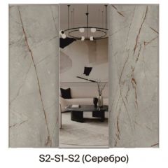 Шкаф-купе 1950 серии SILVER S3+S1+S3Z B22+PL2 (по 2 ящика лев/прав+1штанга+1 полка) профиль «Серебро» в Лесном - lesnoy.mebel24.online | фото 7