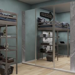 Шкаф-купе 1950 серии SILVER S3+S1+S3Z B22+PL2 (по 2 ящика лев/прав+1штанга+1 полка) профиль «Серебро» в Лесном - lesnoy.mebel24.online | фото