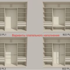 Шкаф-купе 2100 серии SOFT D5+D5+D5+B22+PL4 (по 2 ящика лев/прав+2штанги) профиль «Графит» в Лесном - lesnoy.mebel24.online | фото 4