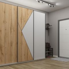 Шкаф-купе 2400 серии SOFT D2+D7+D3+B22+PL2 (по 2 ящика лев/прав+1штанга+1полка) профиль «Графит» в Лесном - lesnoy.mebel24.online | фото