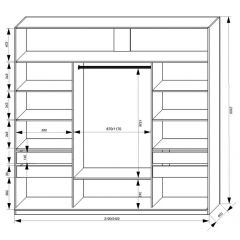 Шкаф-купе 2400 серии SOFT D2+D7+D3+B22+PL2 (по 2 ящика лев/прав+1штанга+1полка) профиль «Графит» в Лесном - lesnoy.mebel24.online | фото 3